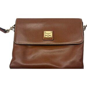 Dooney & Bourke Womens‎ Brown Leather Crossbody Bag With Red Interior & Multiple